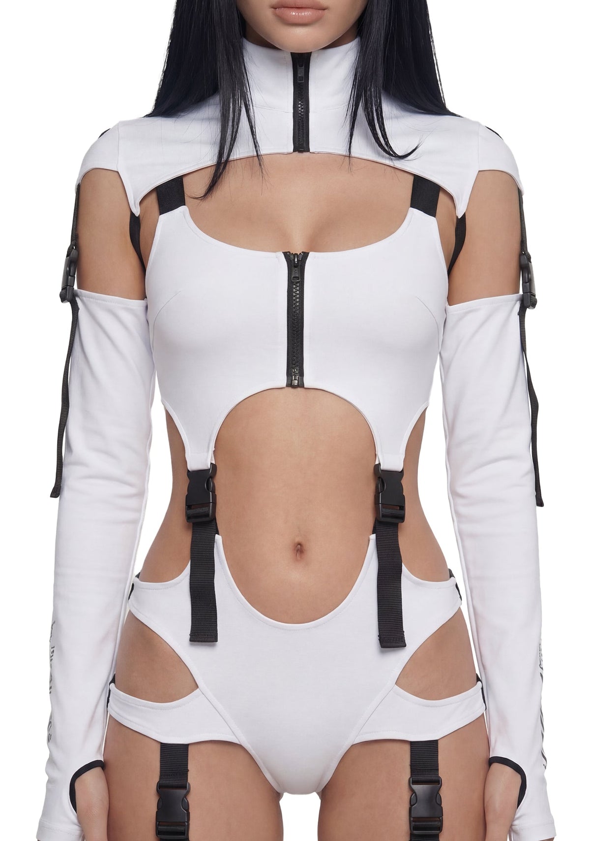 Digital Lands Bodysuit And Leg Warmers Set - White