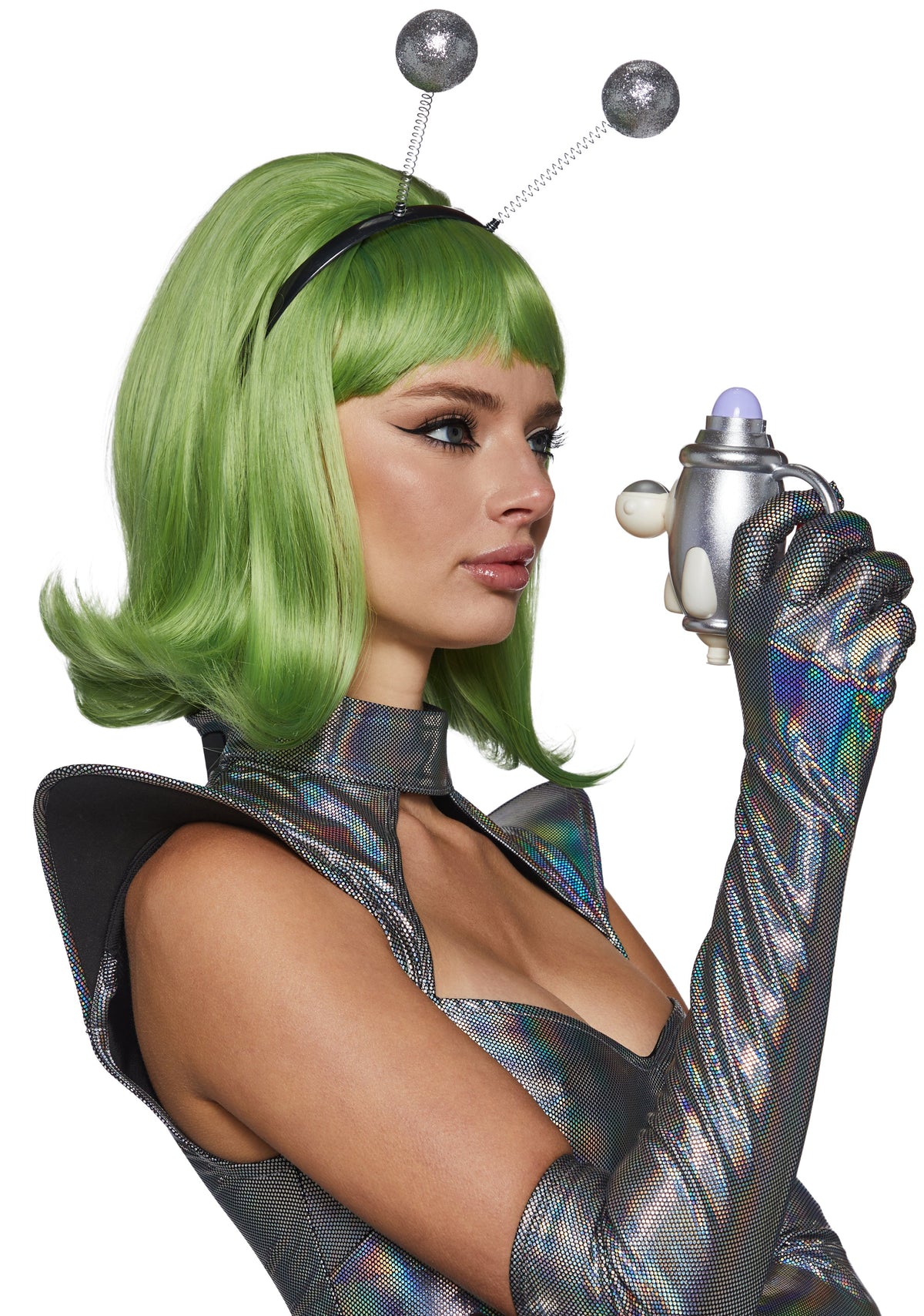 Retro Alien Girl Dress Costume - Silver