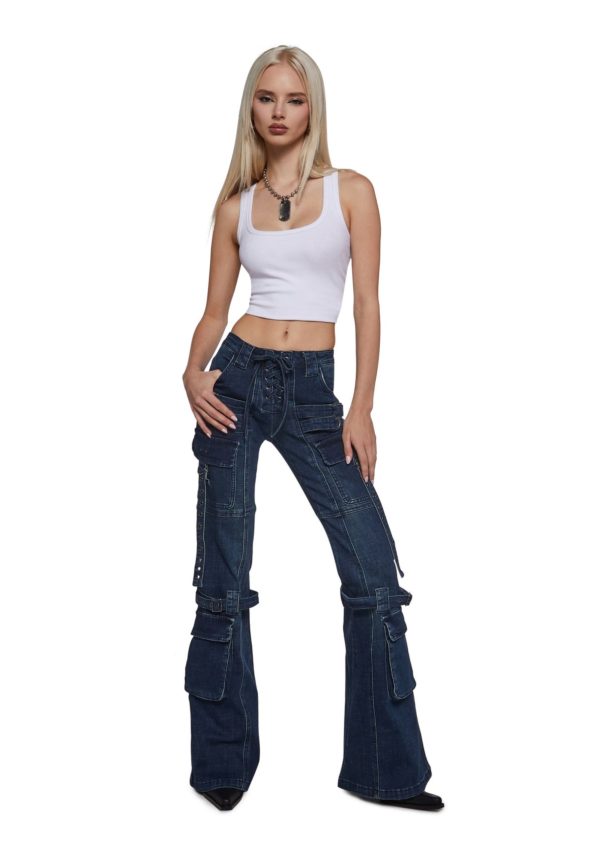 Level Up Cargo Fitted Jeans - Blue