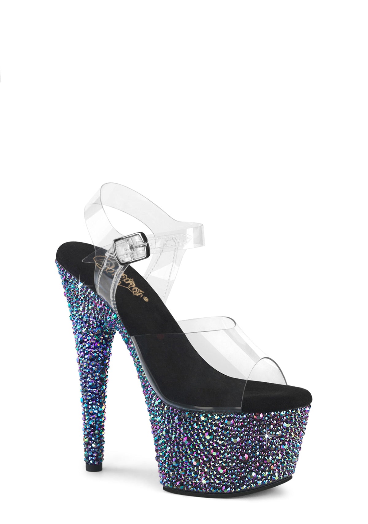 Bejeweled-708MS Platform Ankle Strap Sandals-Black
