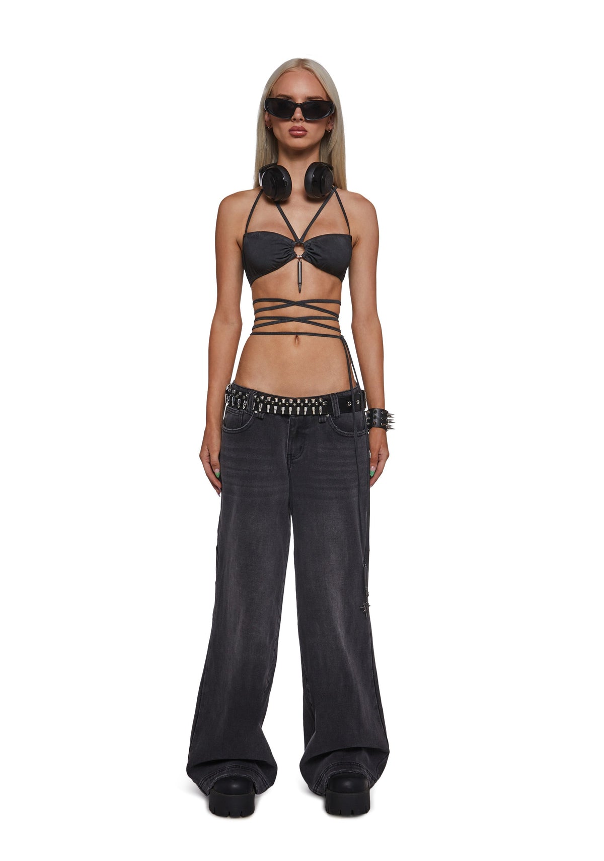 Outro Embroidered Wide Leg Jeans