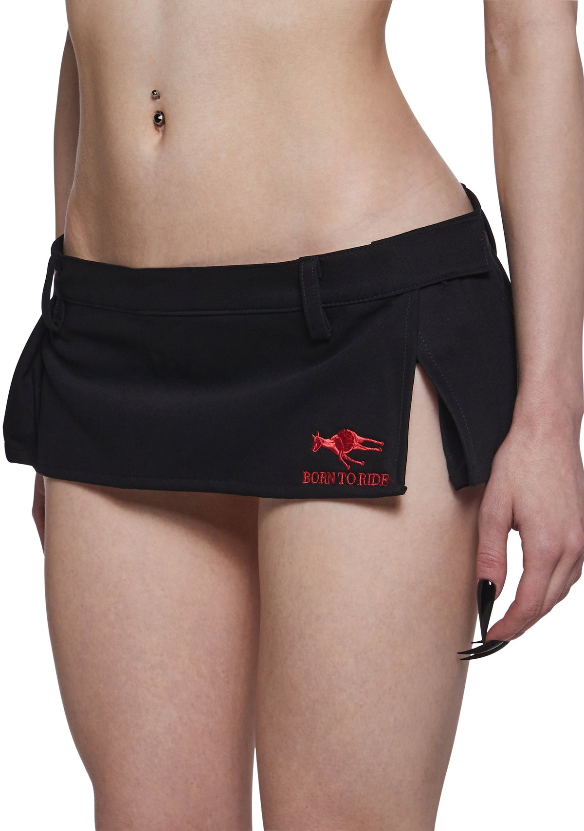Born To Ride Pleated Ultra Mini Skirt - Black