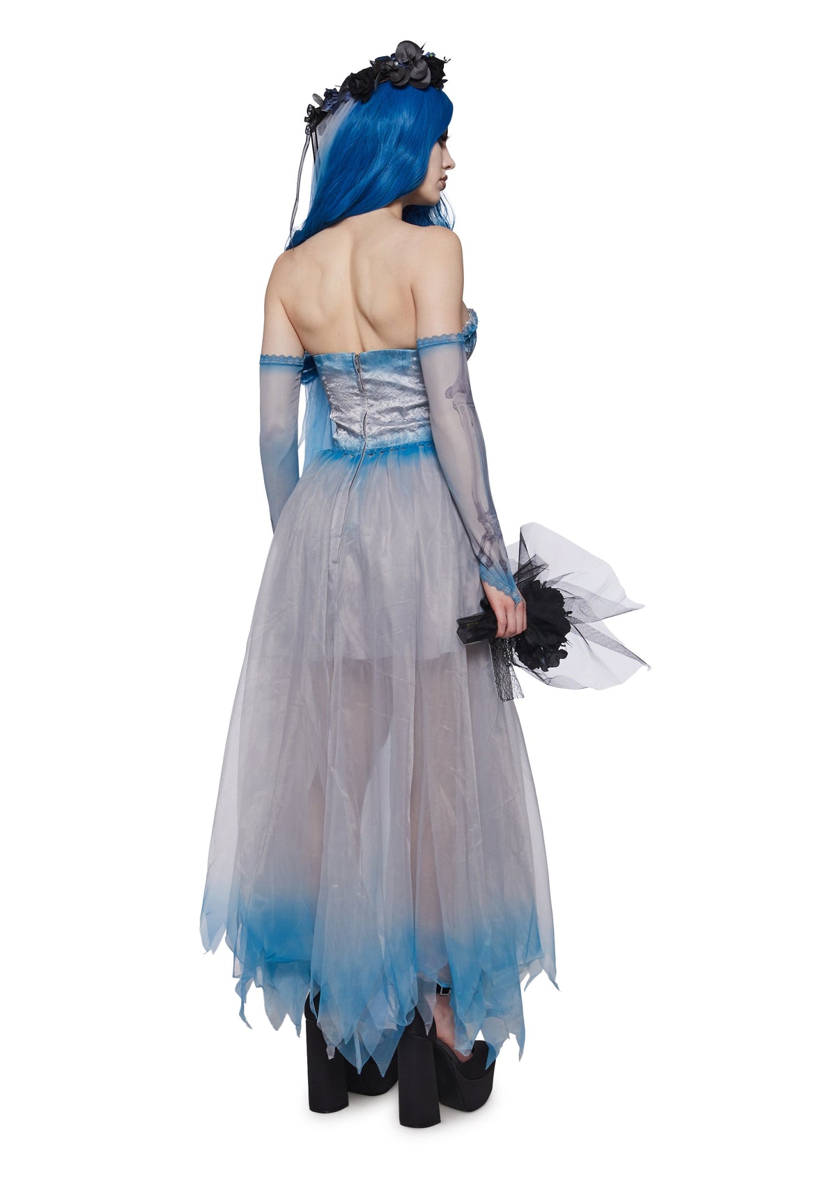 Cartoon Dead Bride Costume and Wig set