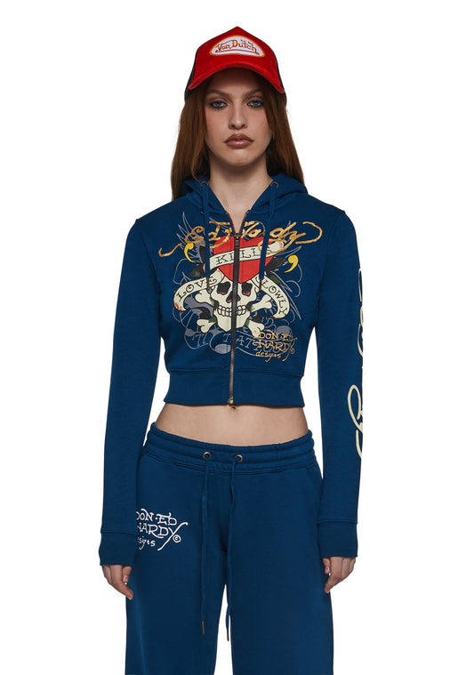 LKS Skull Zip Front Hoodie