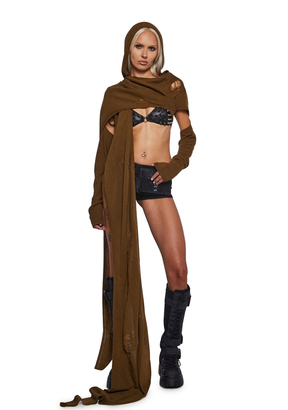 Compression Scarf Wrap Top - Green