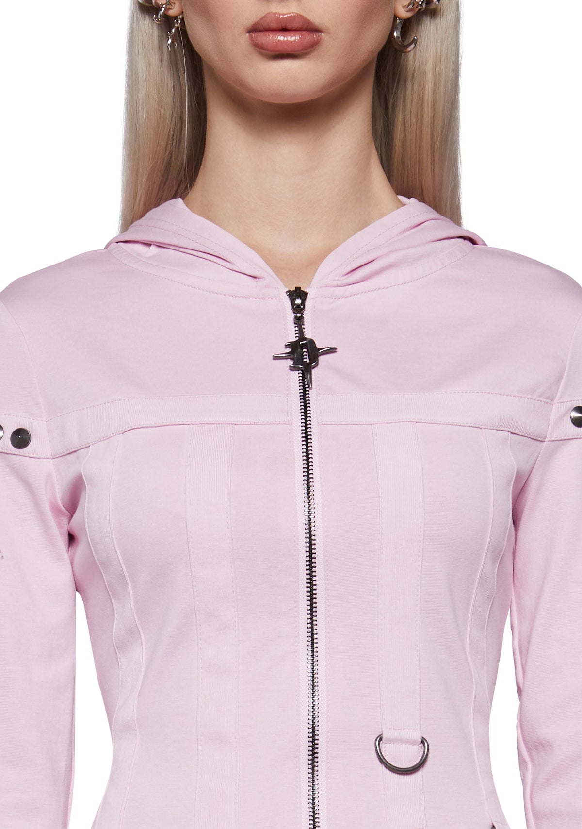 Ego Fitted Corset Sweater With Hardware - Pink