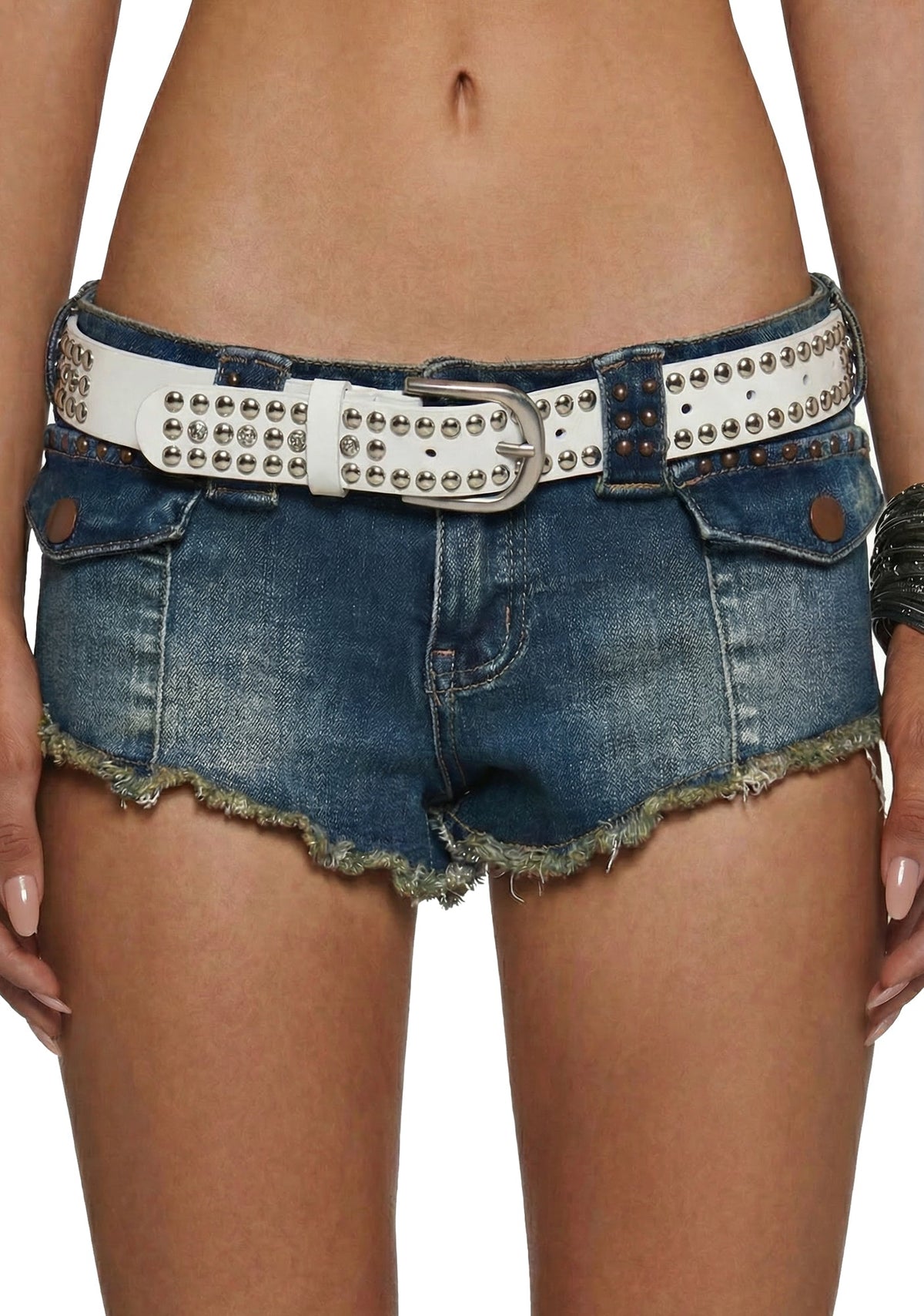Music Choice Studded Belt - White
