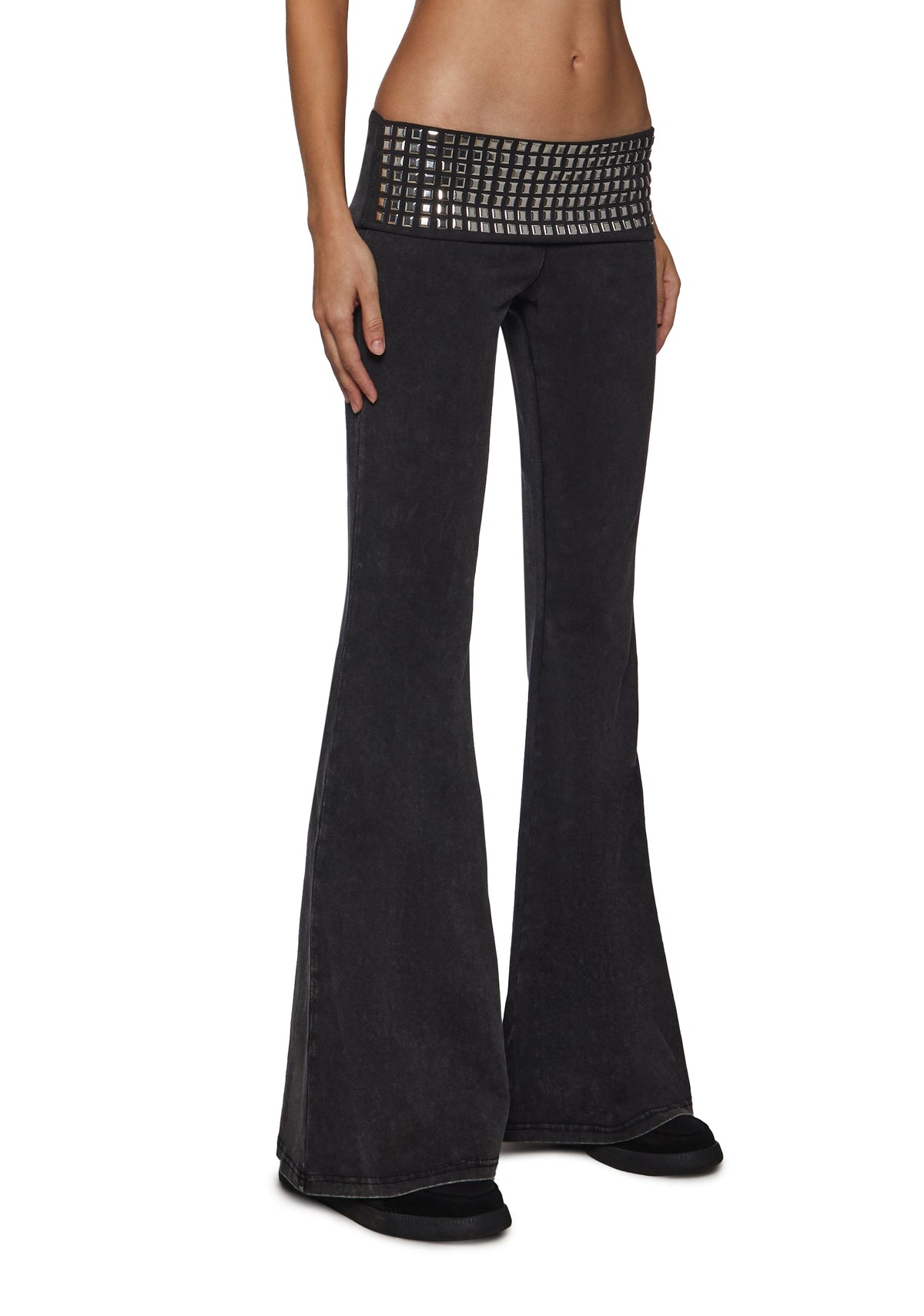 Reloop Studded Fold Over Flare Yoga Pants