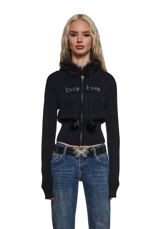 Logo Hoodie With Faux Fur Trim