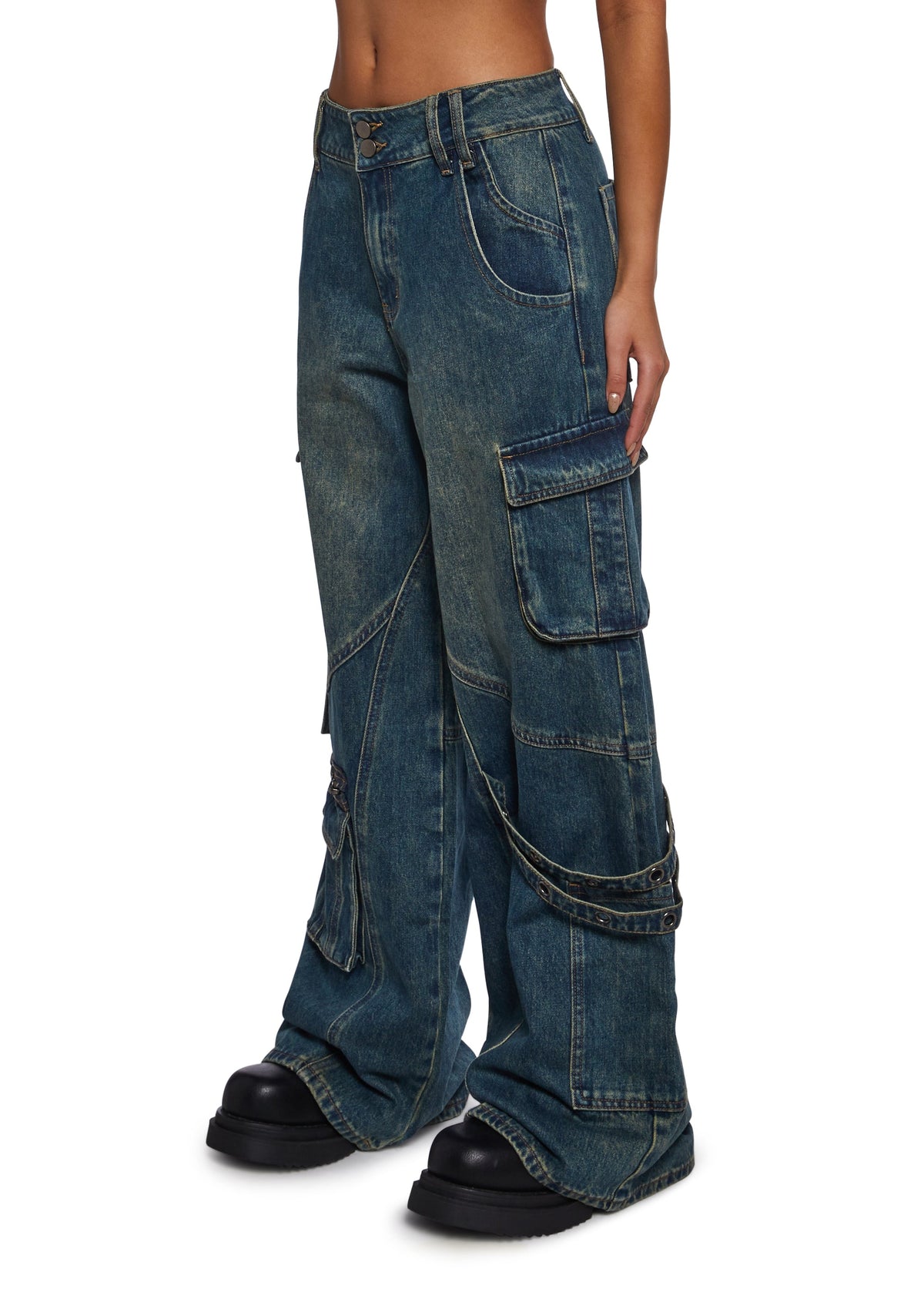 Digital Attraction Cargo Pants - Blue