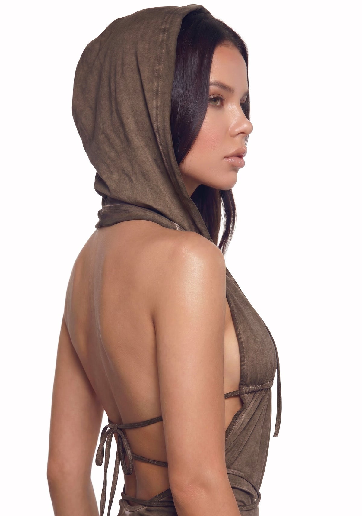Downbeat Hooded Romper - Brown