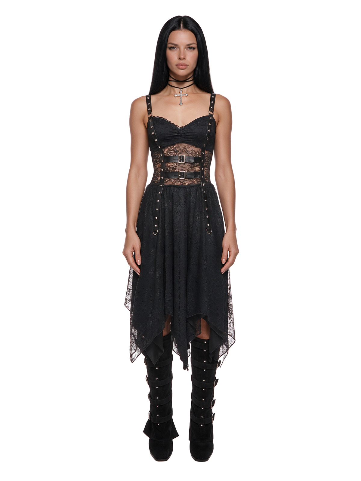 Wreckage Studded Lace Midi Dress