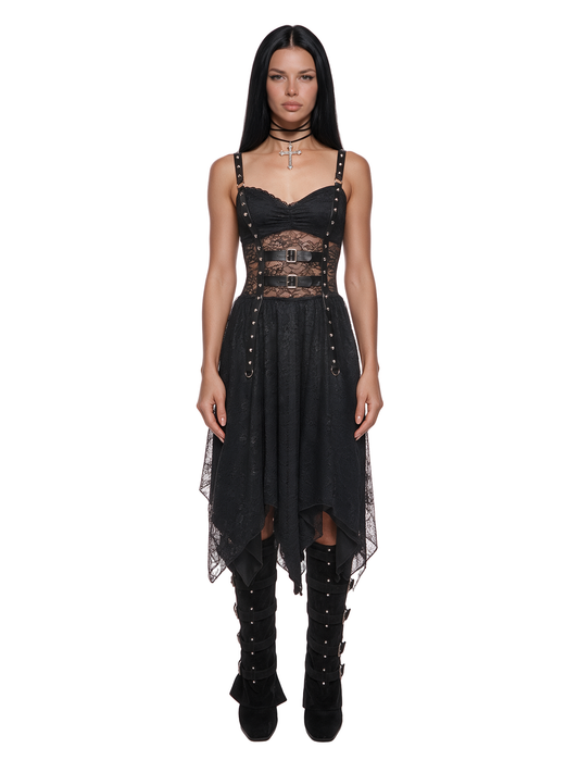 Wreckage Studded Lace Midi Dress