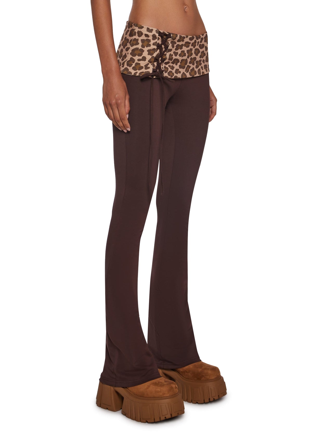 Hot Crush Knit Pants - Brown