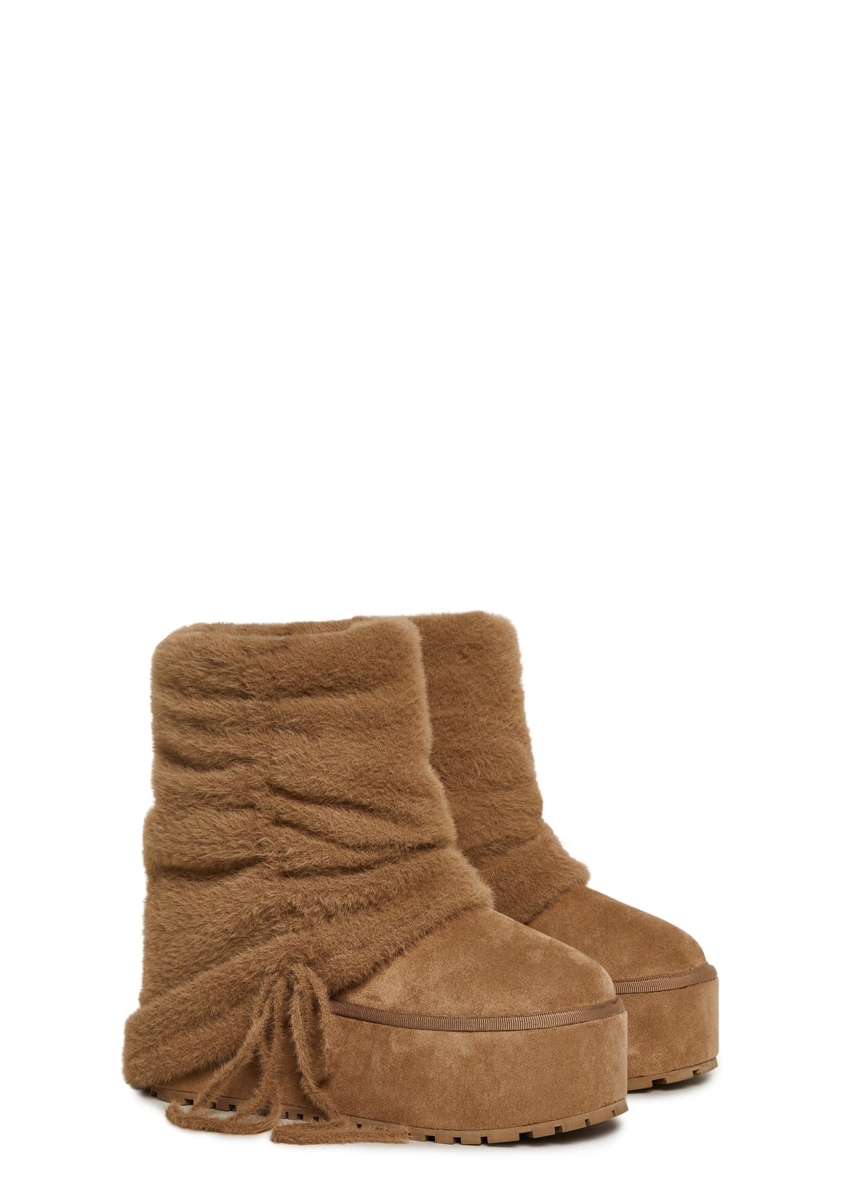 Snuggle Sesh Platform Booties - Beige
