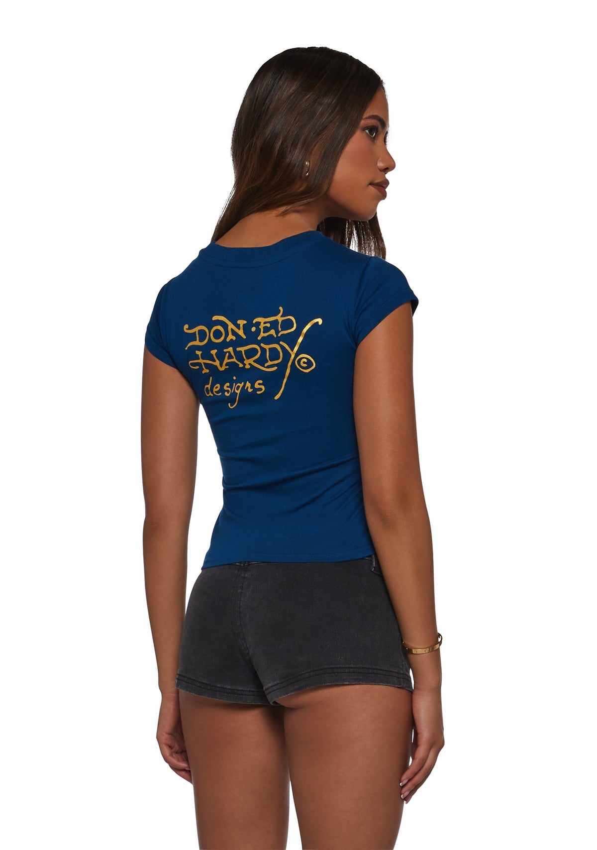LKS Skull Rhinestone Cap Sleeve Tee