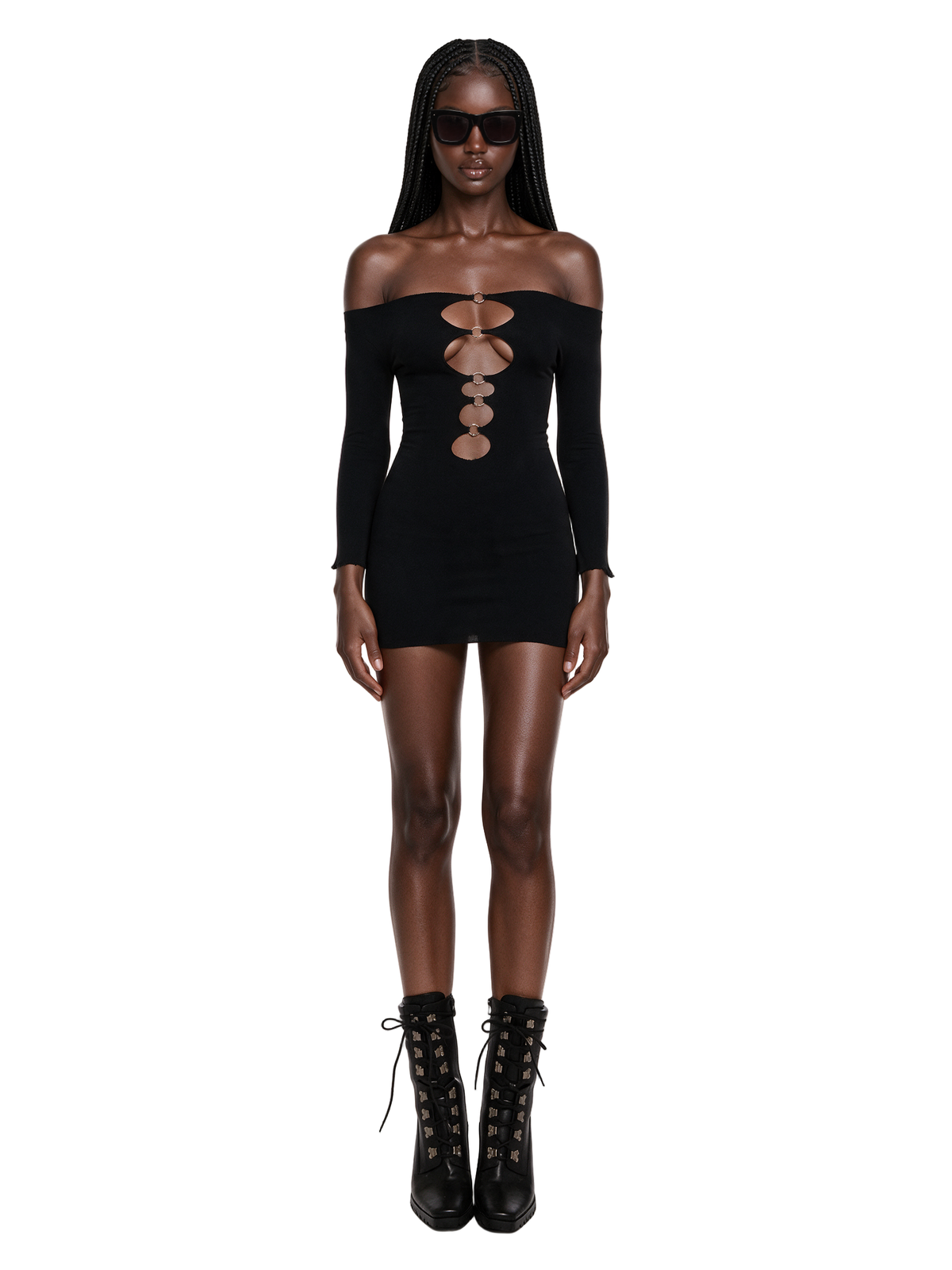 Remix Pierced Long Sleeve Mini Dress
