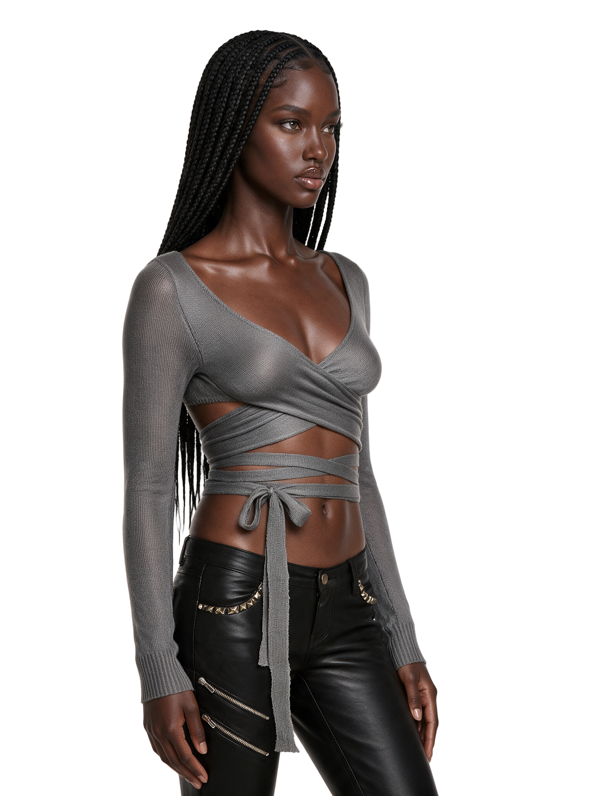 Remix Knit Wrap Long Sleeve Top