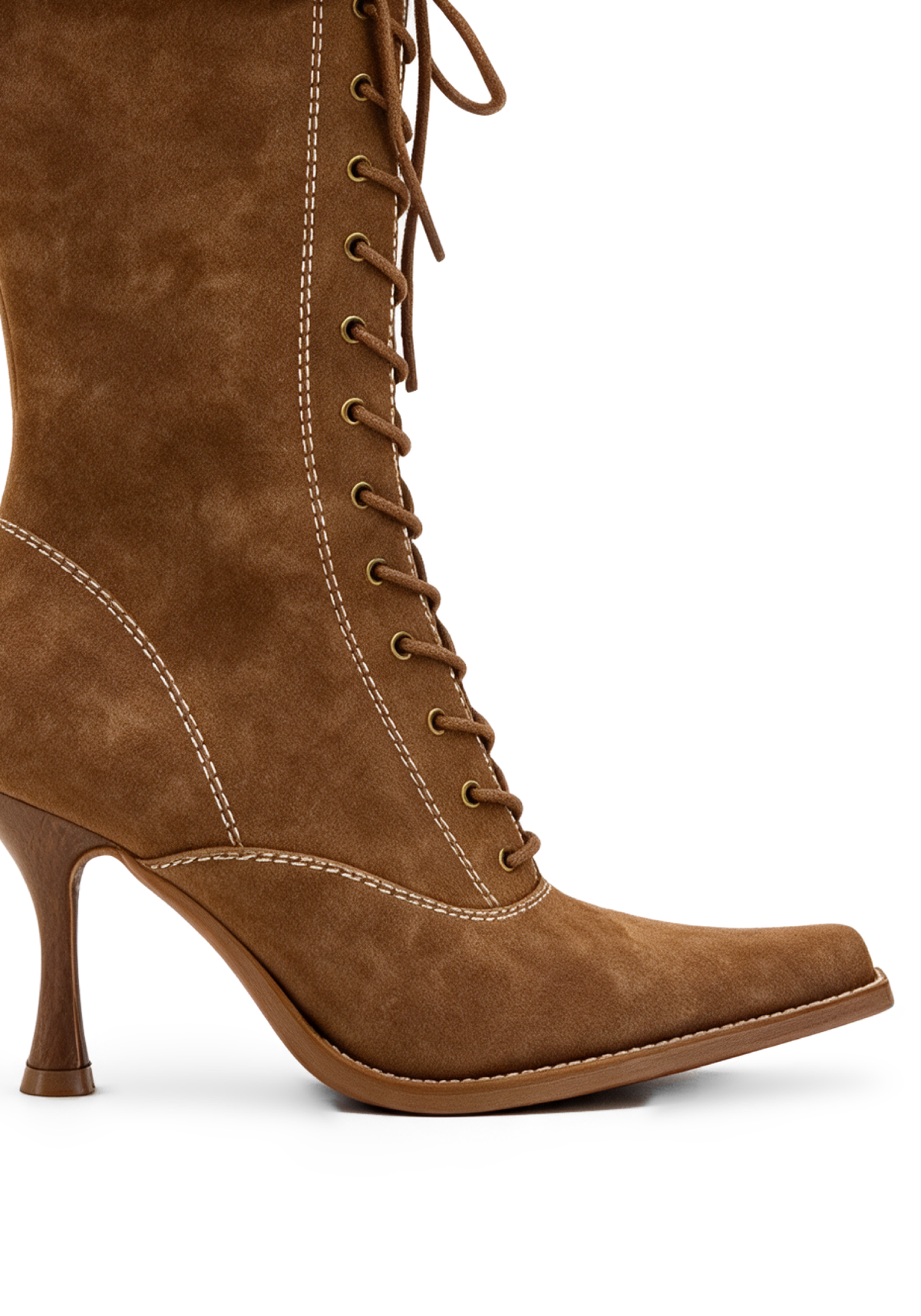 Victorian Cuff Knee High Boot - Brown
