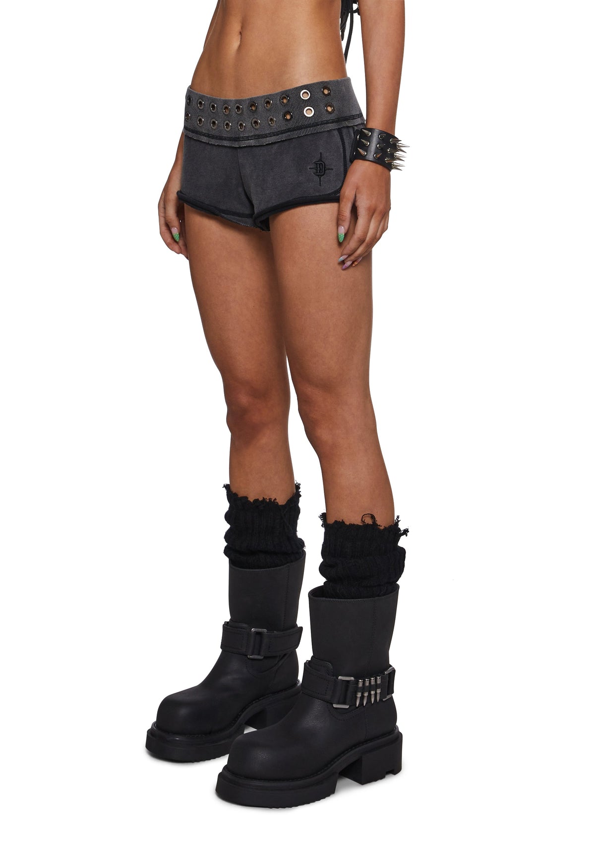 Outro Grommet Micro Shorts - Grey