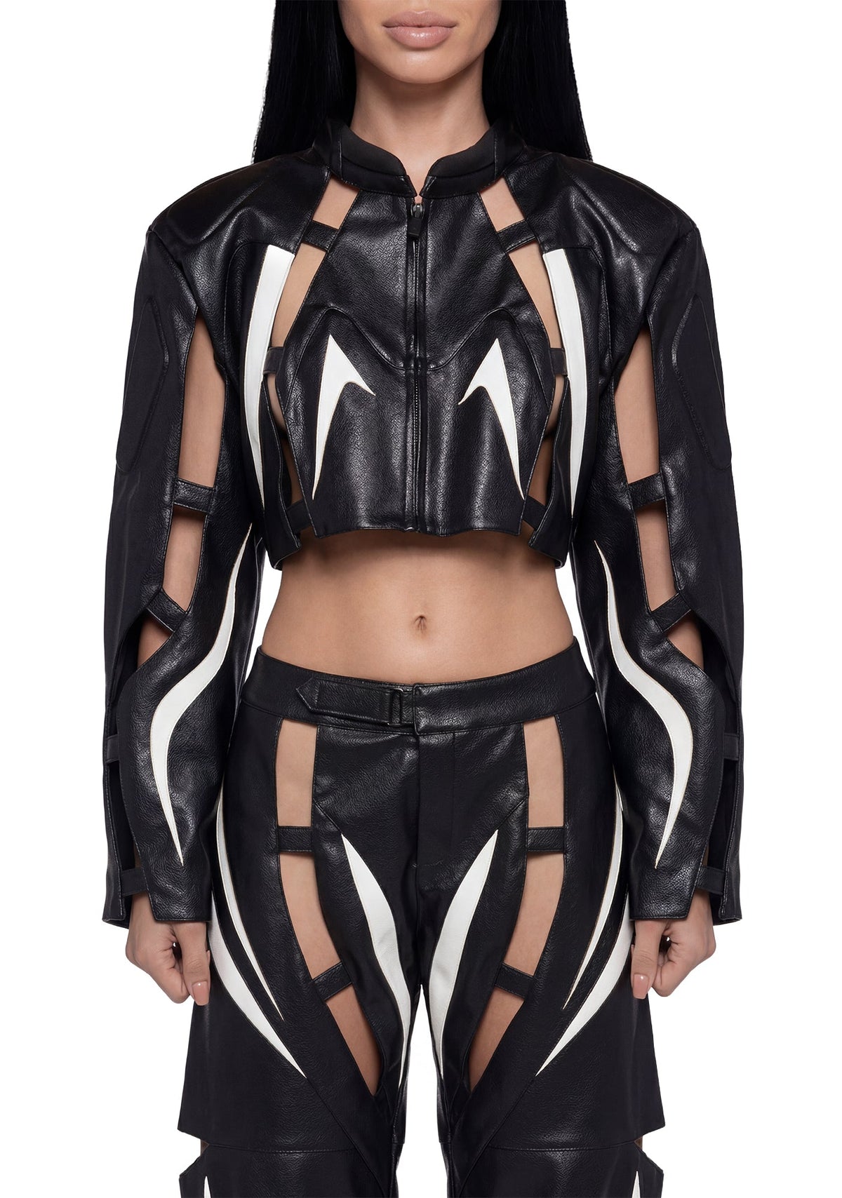 Octane Moto Floating Crop Jacket - Blk/Wht