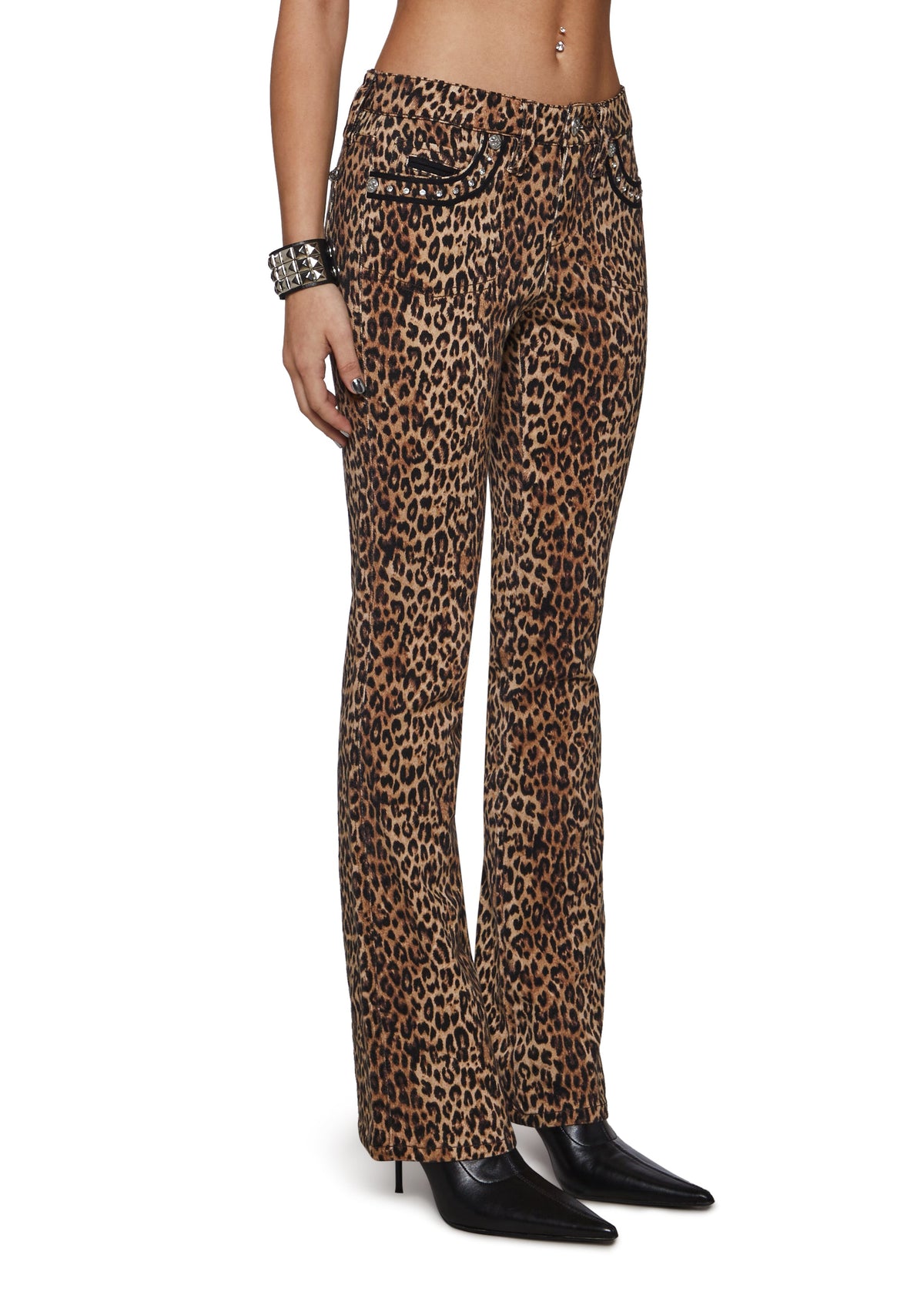Zara Leopard Bootcut Jeans