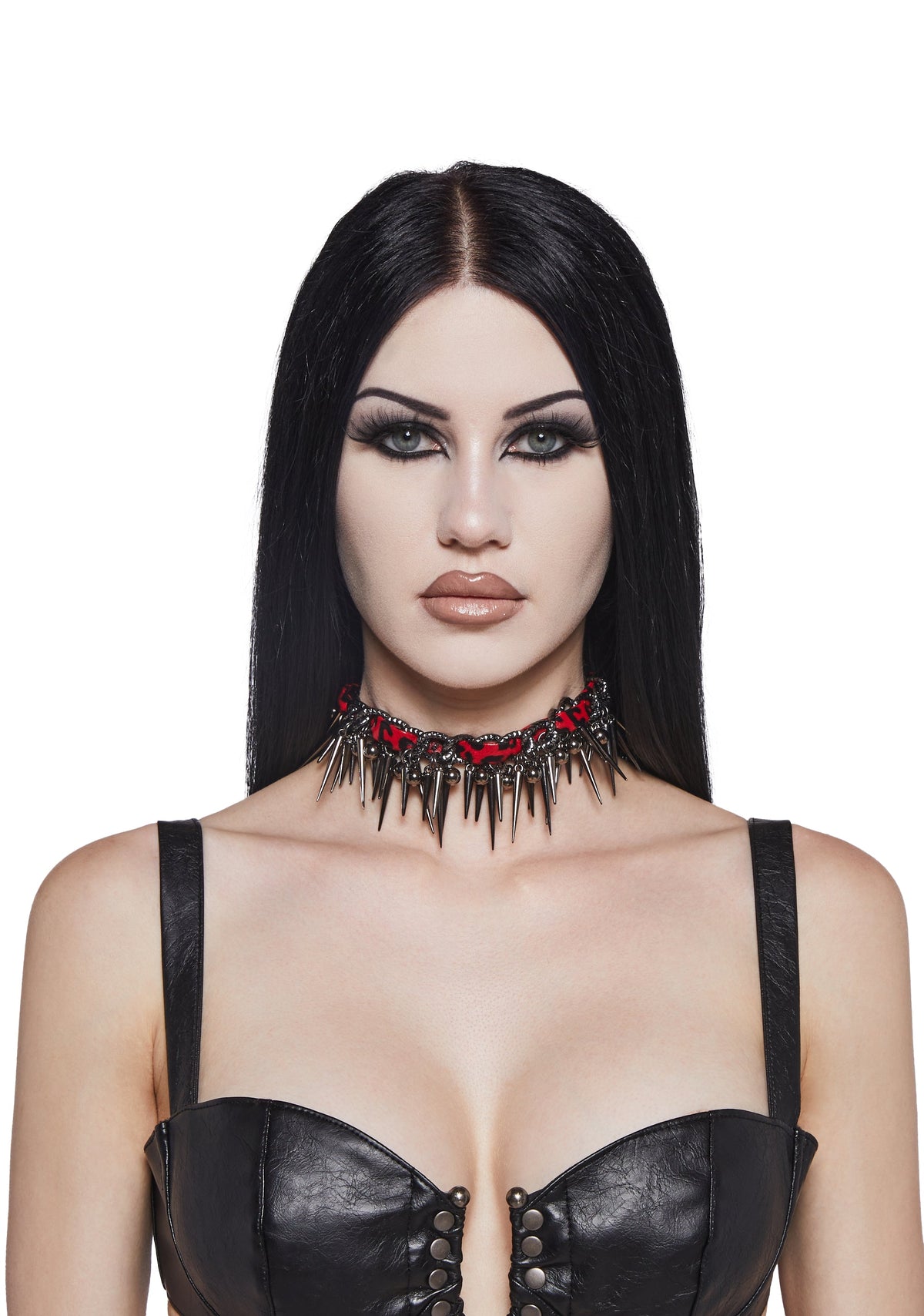 Leopard Choker With Spike Charms