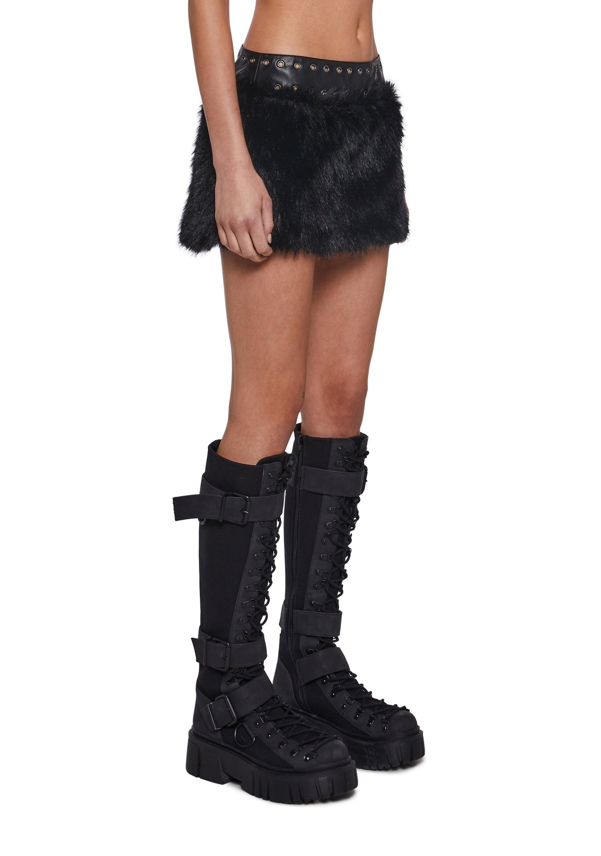 Rave Away Faux Fur Mini Skirt