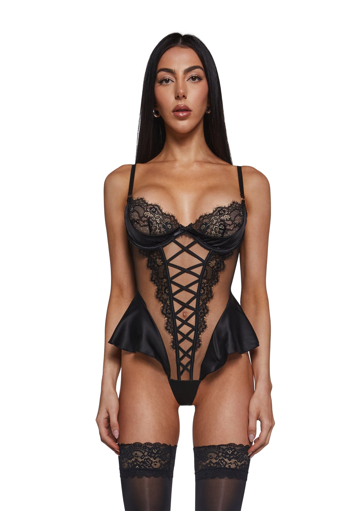 Cheri Amore Lace Teddy - Black