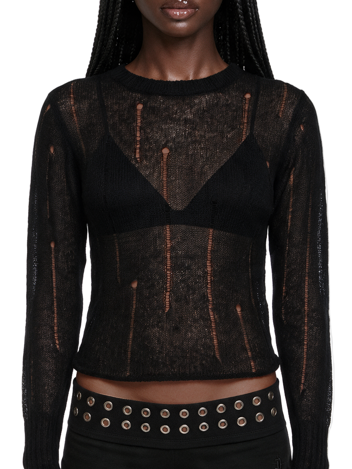Remix Distressed Pull Over Sweater