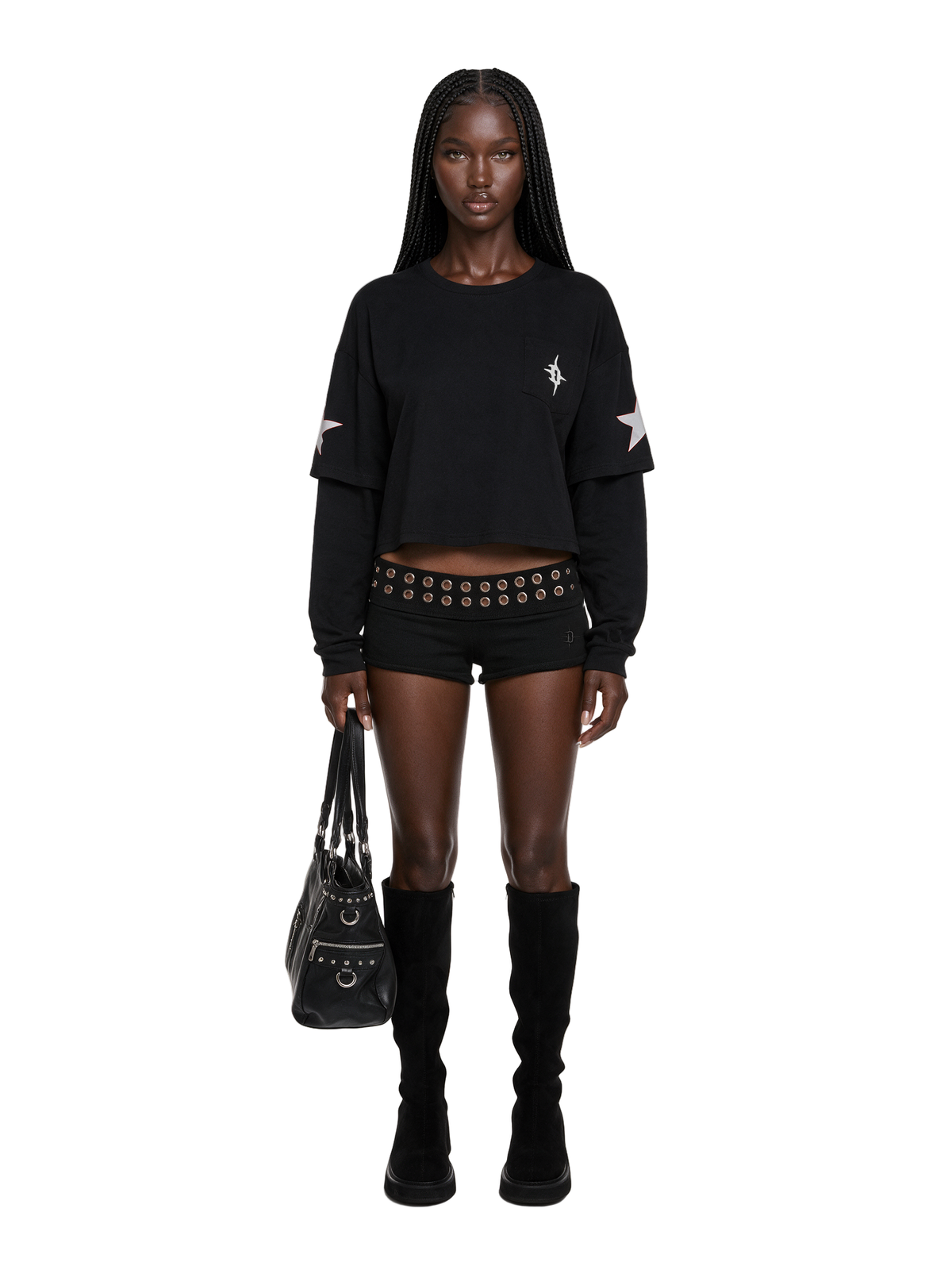 Remix Grommet Micro Shorts - Black