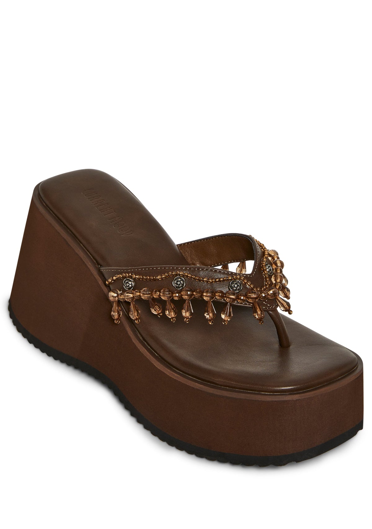 Happy Greetings Beaded Sandal - Brown