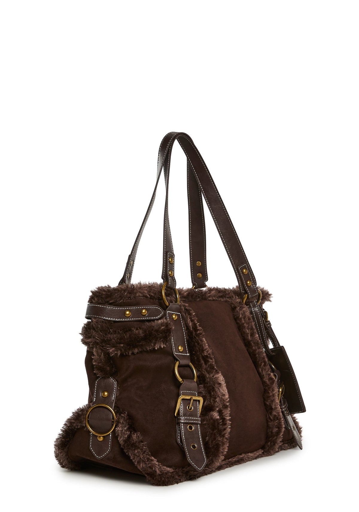 Modern Trends Fur Tote Bag - Brown