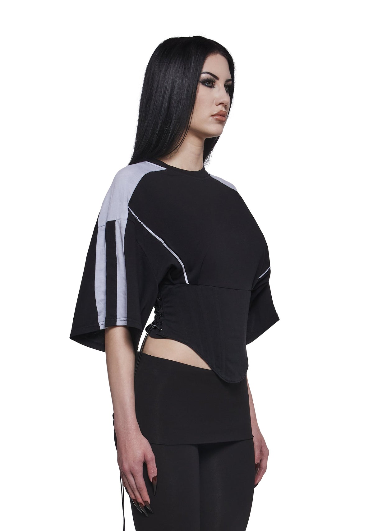 Team Player Corset T-Shirt - Black Washed
