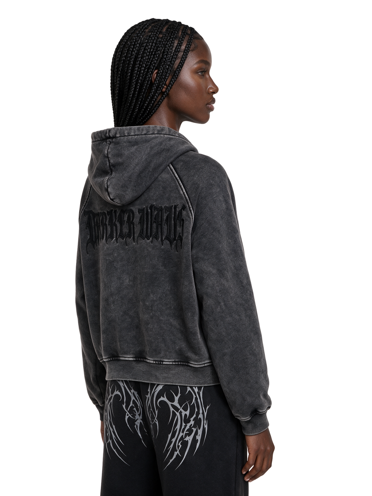 Remix Studded Washed Zip Hoodie
