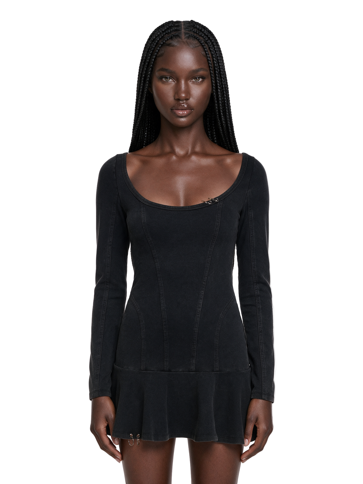 Remix Pierced Skater Long Sleeve Mini Dress