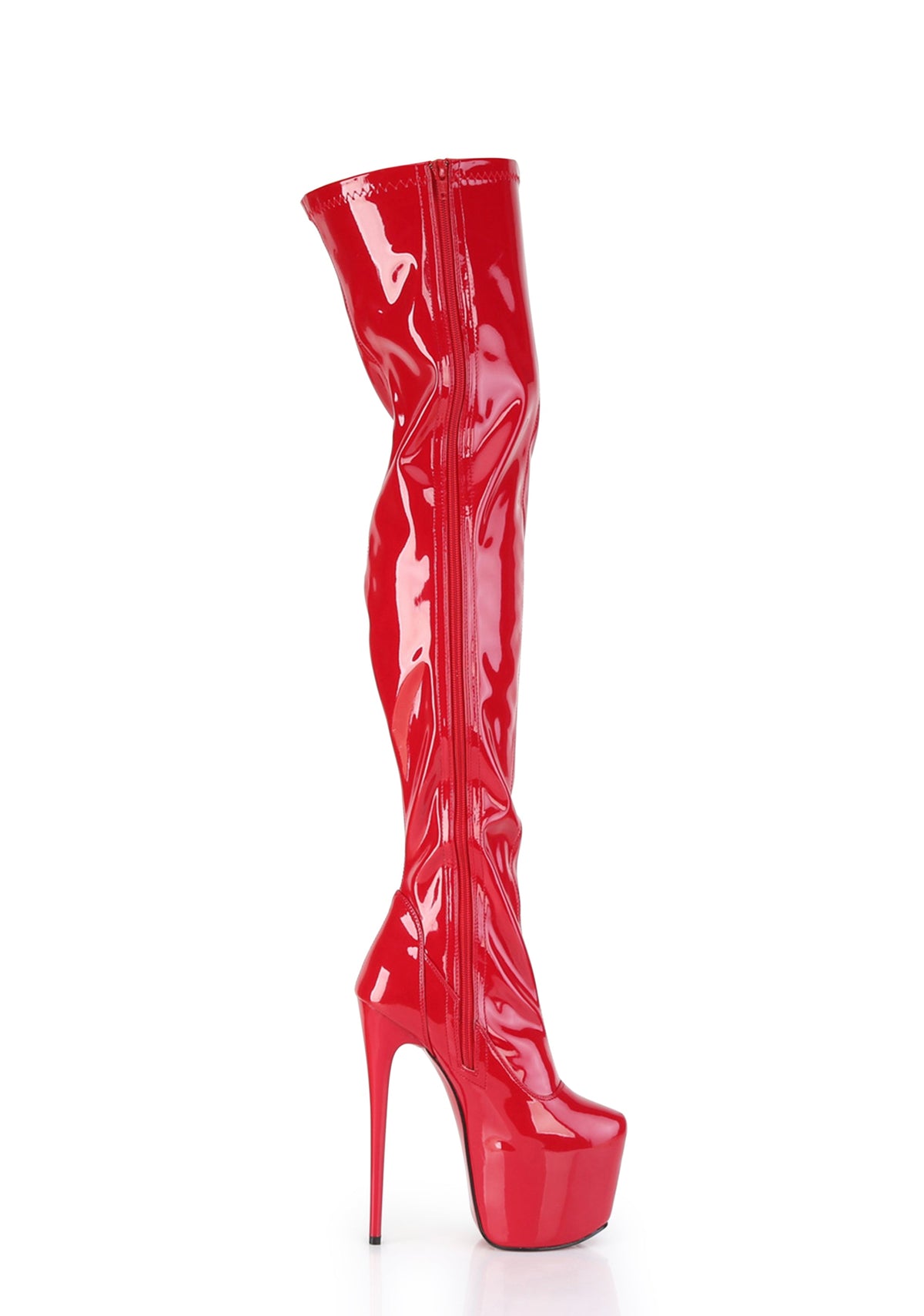 Jubilant-3000 Platform Thigh High Boots-Red