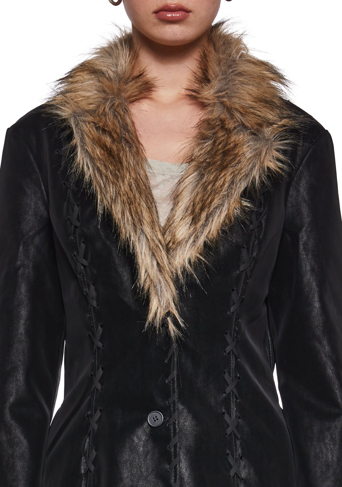 Pose Away Vegan Leather Coat