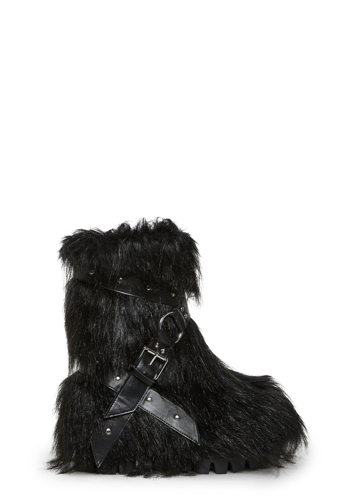 Low Wild Instincts Faux Fur Combat Boots - Black