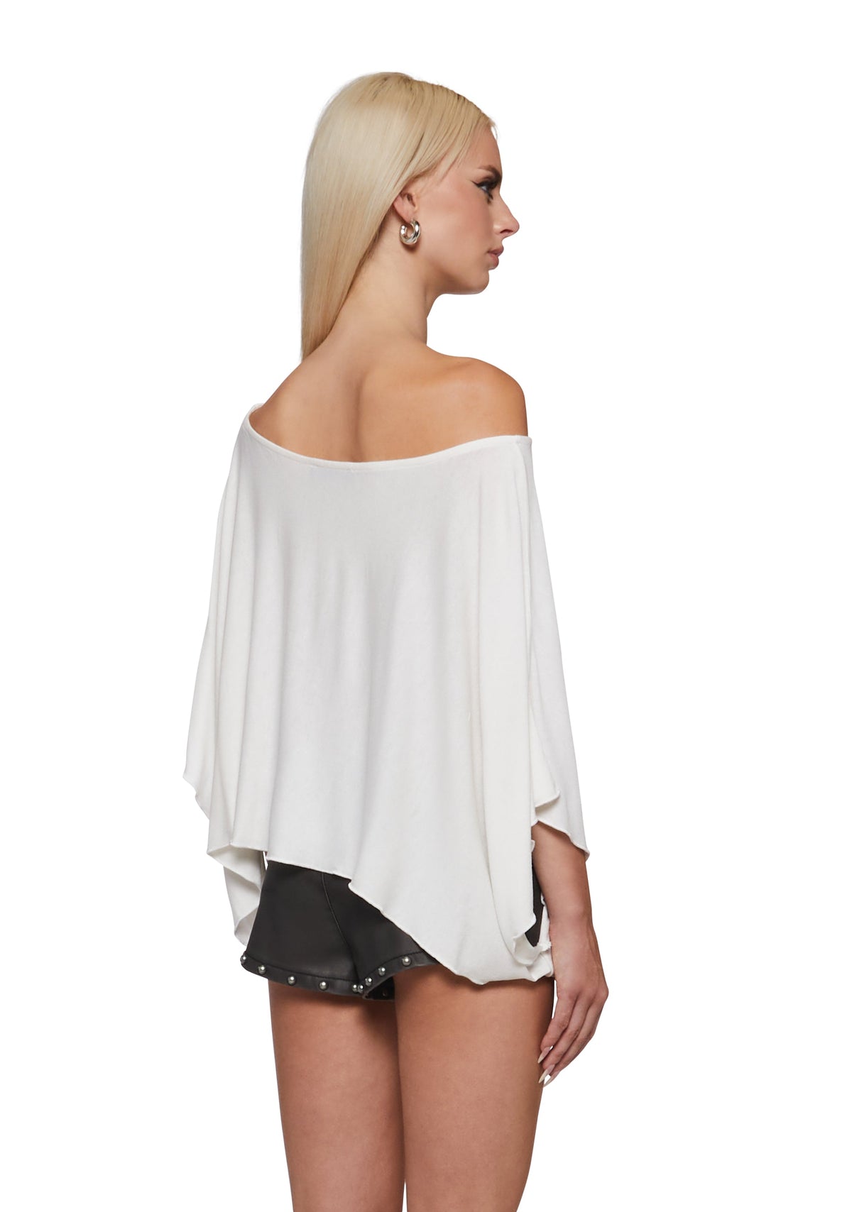Leah Off The Shoulder Knit Poncho - Ivory