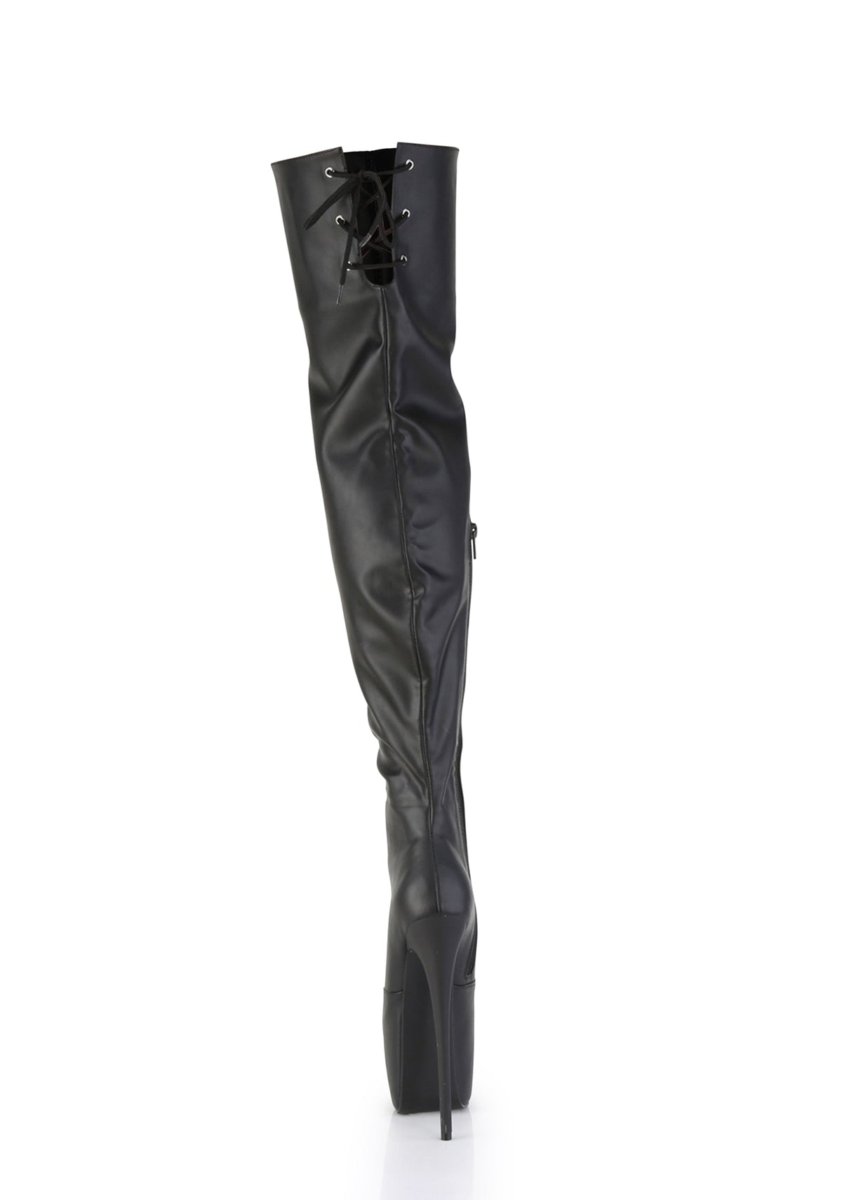 Jubilant-3007 Platform Thigh High Boots-Black PU