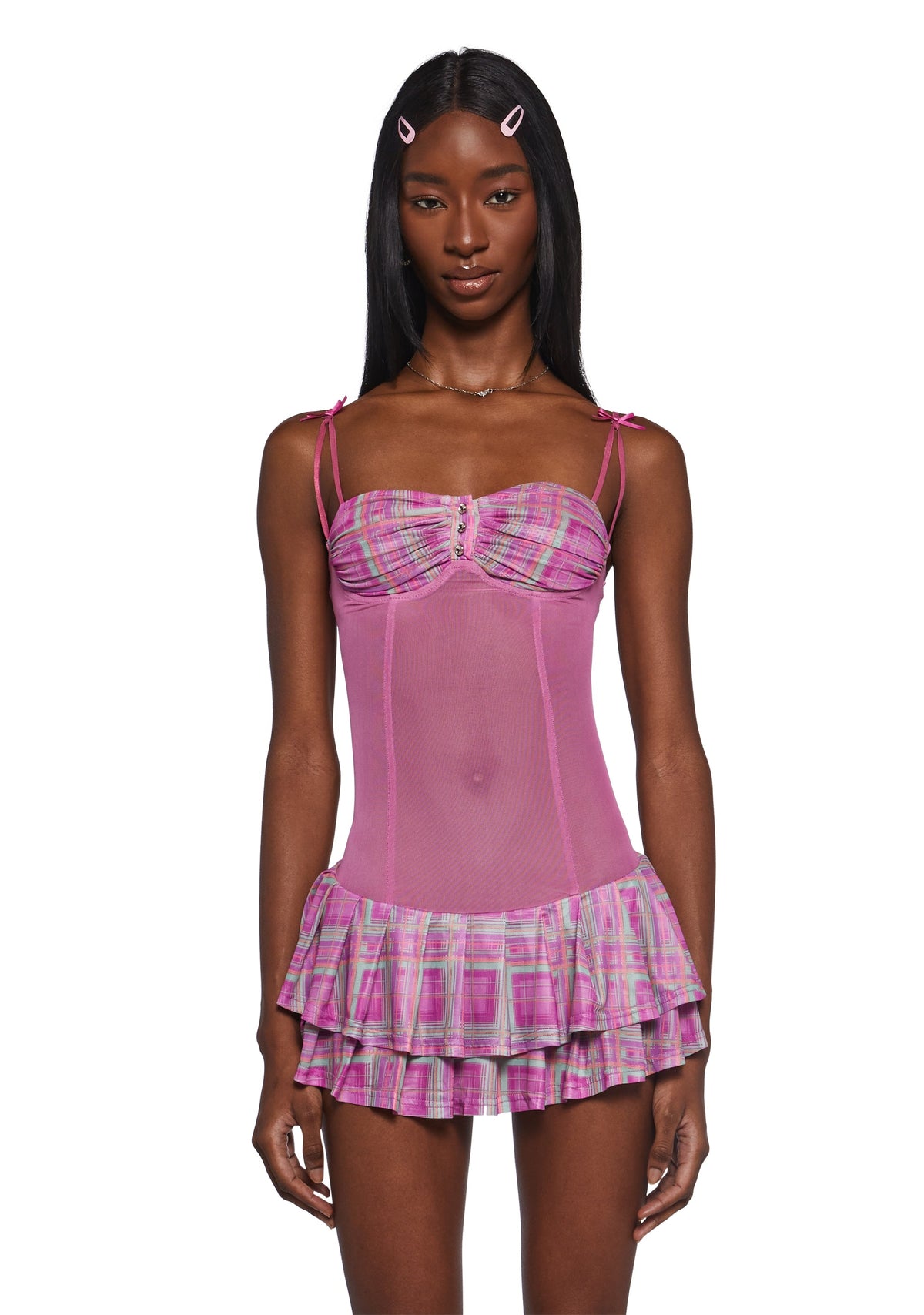 Secret Notes Plaid Mini Dress