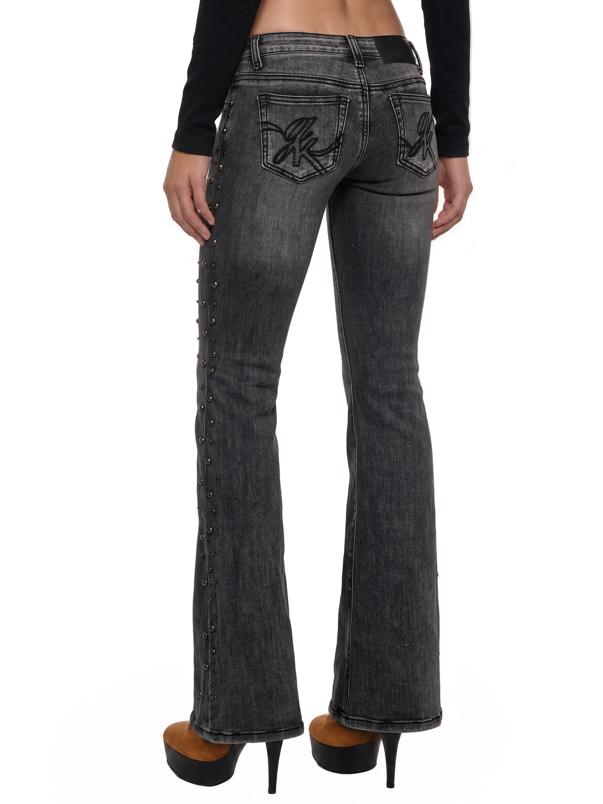 Mazzy Studded Low Rise Flare Jeans