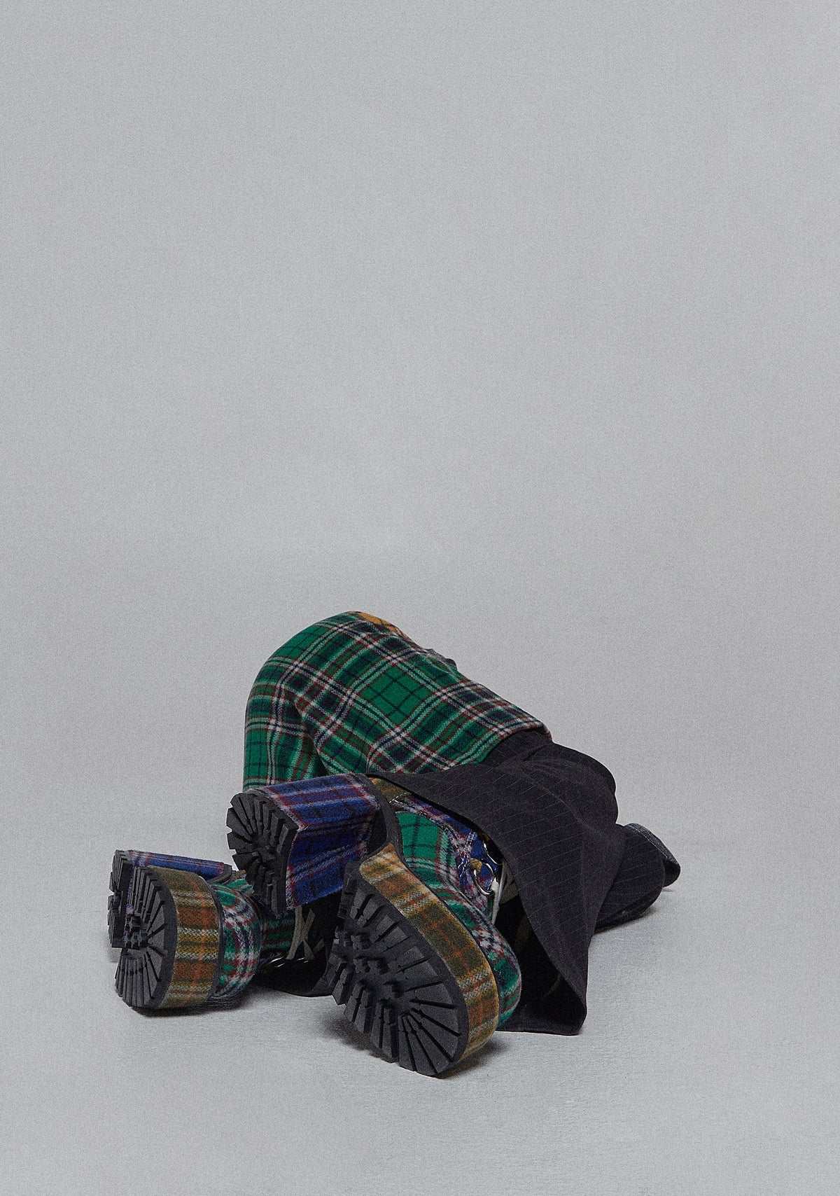 Academy Punk Plaid Platform Boots - Blue