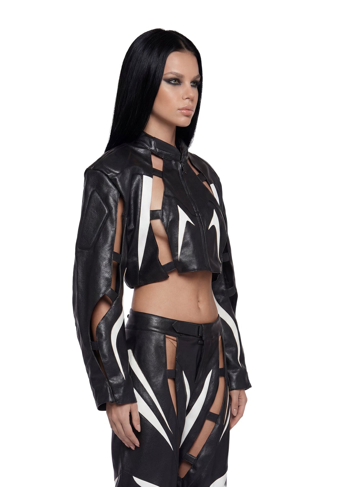 Octane Moto Floating Crop Jacket - Blk/Wht