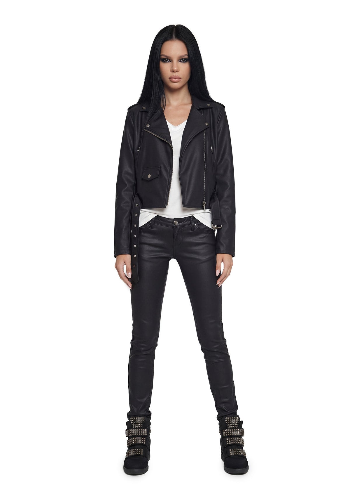 Siren Waxed Leather Moto Jacket