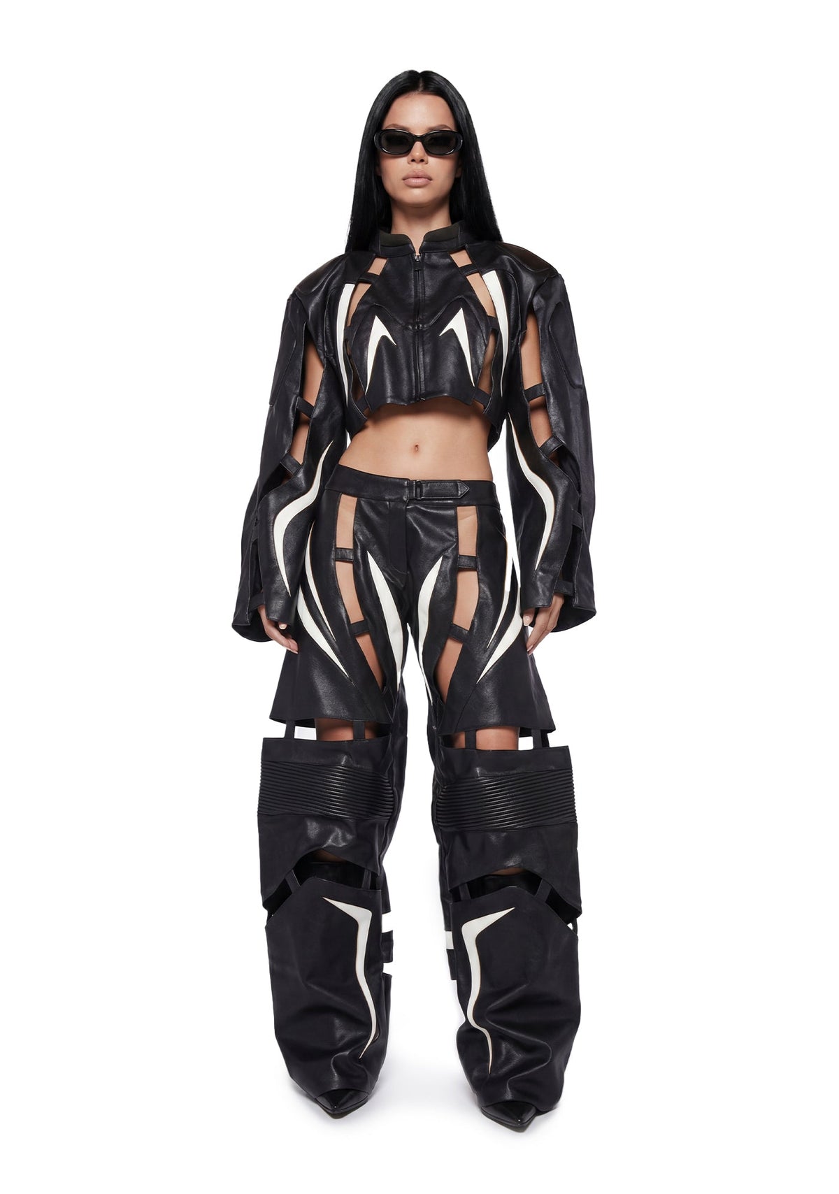 Octane Moto Floating Crop Jacket - Blk/Wht