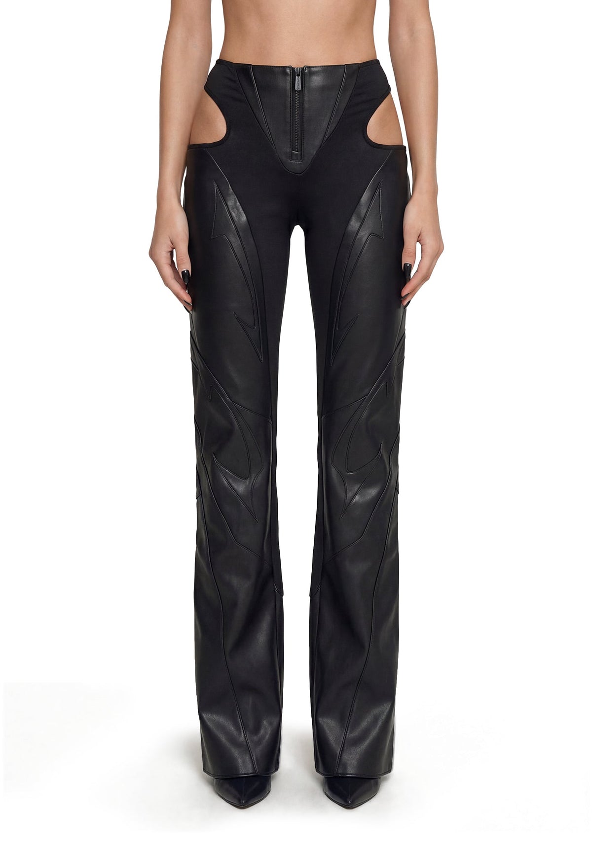 Moto Cut Out Pants - Black