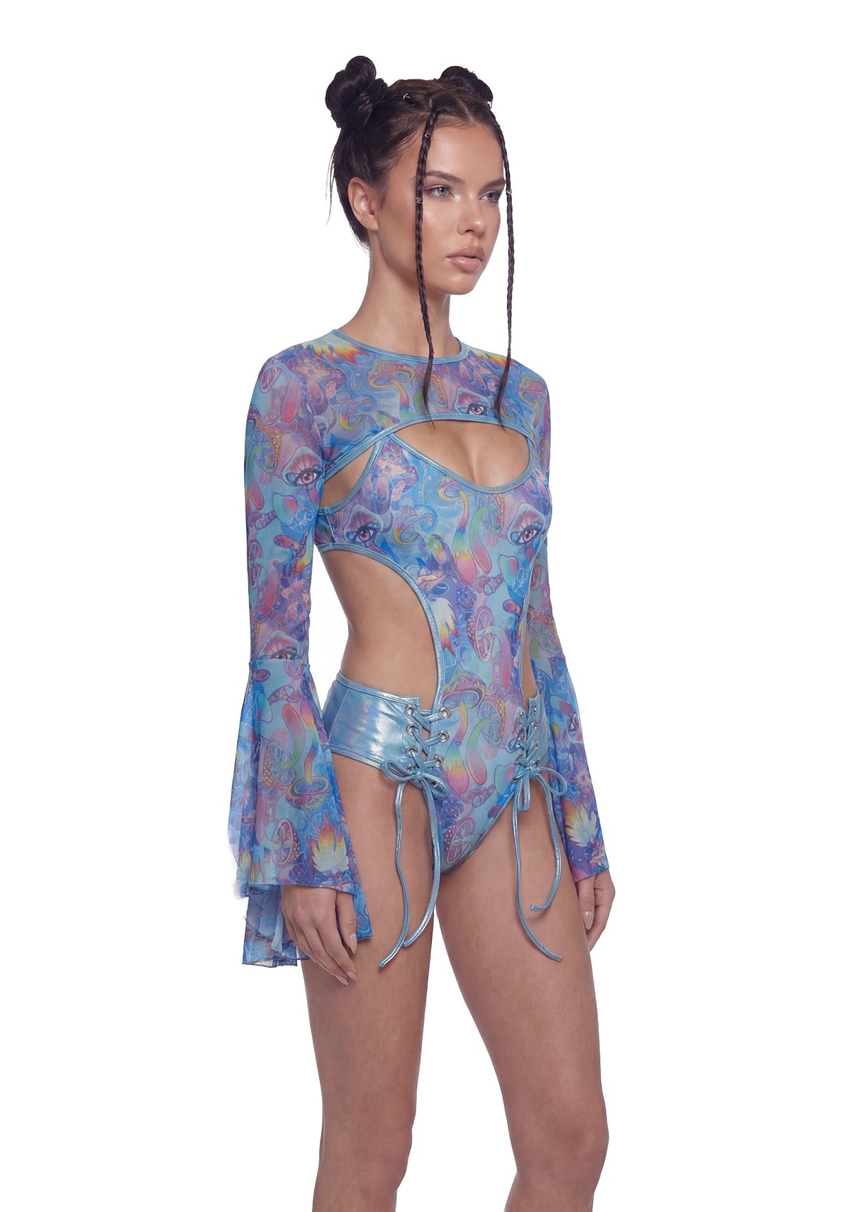 Mushroom Bell Sleeve Shrug - Blue