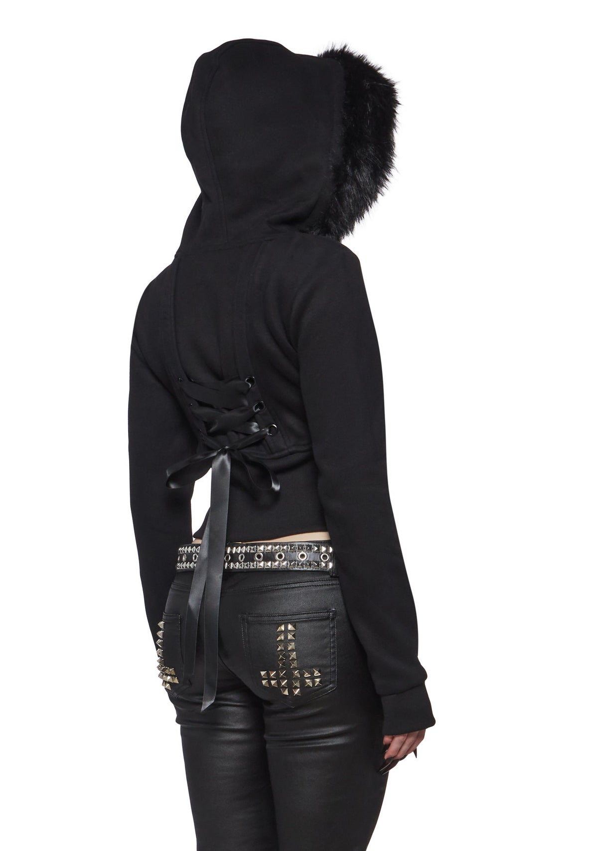 Afterhours Cropped Faux Fur Hood Fleece Jacket